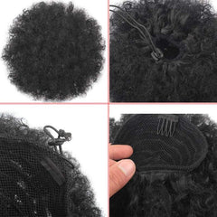 Ponytail High Hair Puff Clip In Chignon Bun Hairpiece Afro Kinky Curly Synthetic Drawstring Ponytail Hair Extensions