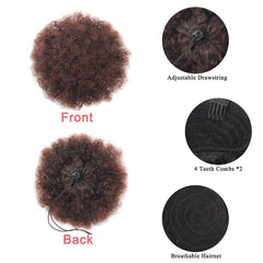 Ponytail High Hair Puff Clip In Chignon Bun Hairpiece Afro Kinky Curly Synthetic Drawstring Ponytail Hair Extensions