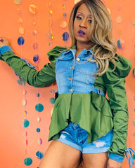 Fresh Spliced Long Sleeve Shirts