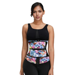Rose Print Double Belts Waist Cincher 2.0