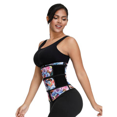 Rose Print Double Belts Waist Cincher 2.0