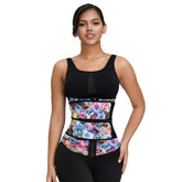 Rose Print Double Belts Waist Cincher 2.0