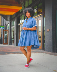 Casual Buttoned Denim Dress
