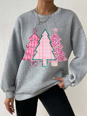 Christmas Tree Print Long Sleeve Sweatshirt