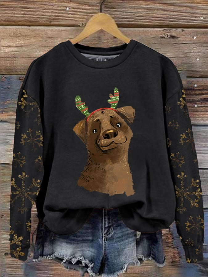 Christmas Dog Print Sweatshirt