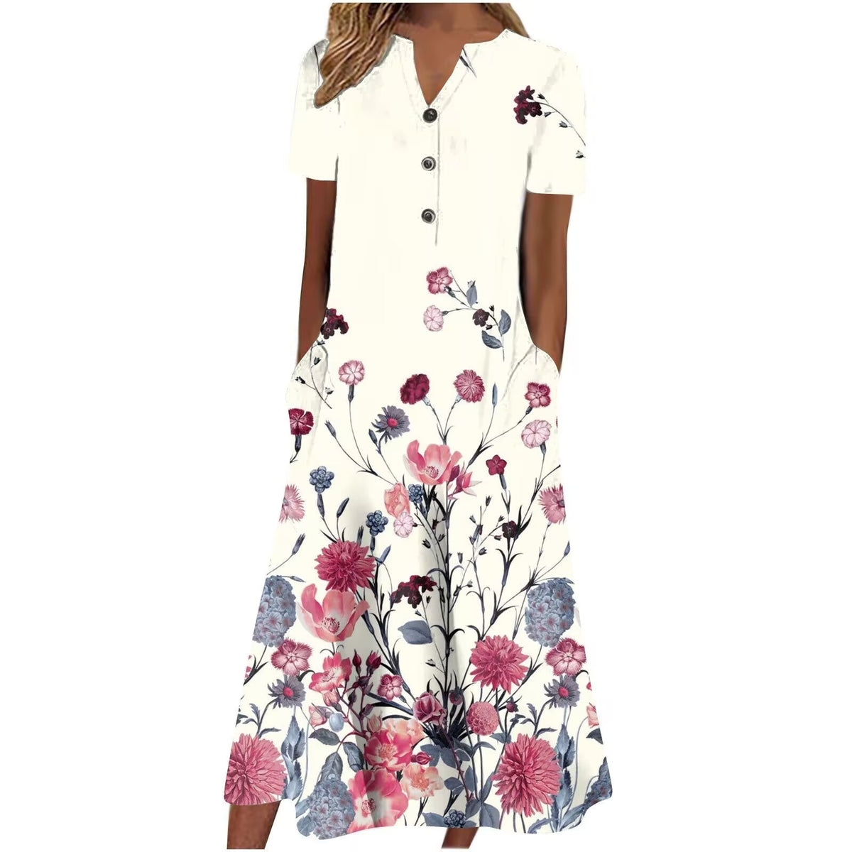 Printed deep V fashion maxi dresses