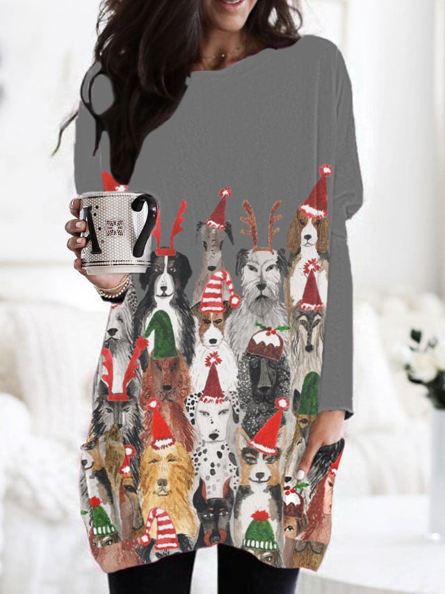 Christmas Dog Print Dress