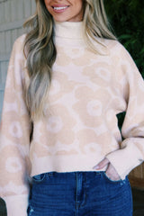 Floral Long Sleeve Turtleneck Sweater