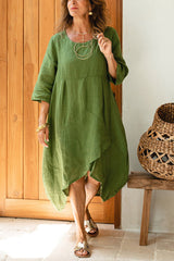 Irregularity Hem O Neck Loose Dress