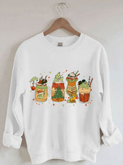 Fun Christmas Cup Print Sweatshirt