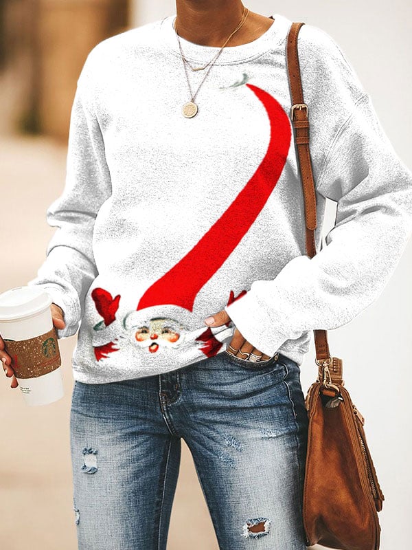 Santa Printed Crew Neck Sweatshirt