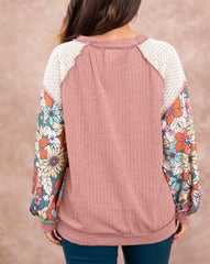 Floral Puff Sleeve Textured Blouse