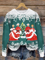 Merry Christmas Printed Round Neck Long Sleeve Top