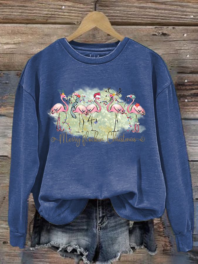 Christmas Palm Tree Print Crewneck Sweatshirt