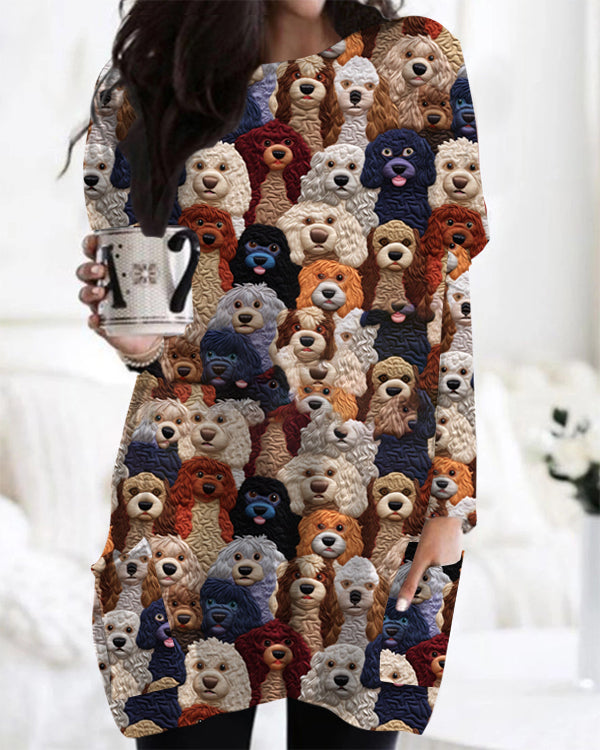 Casual Midi Top for Women with Cute 3D Dog Print for Dog Lovers