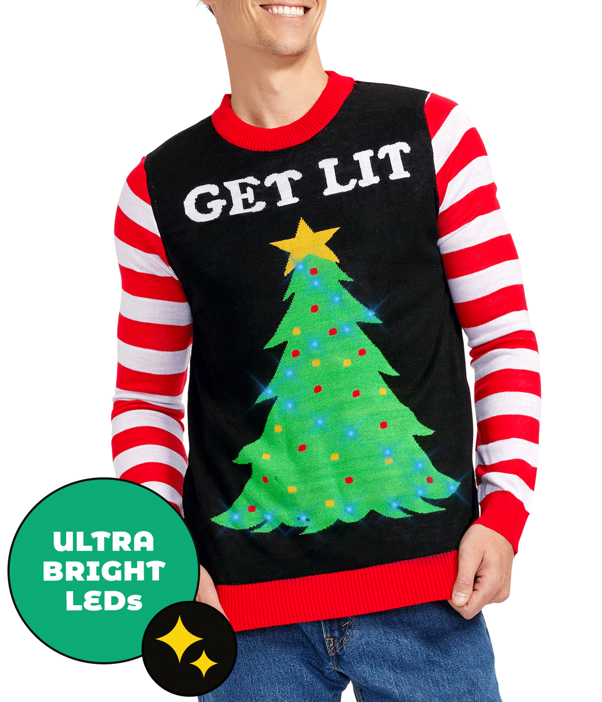 Get Lit Light Up Ugly Christmas Sweater