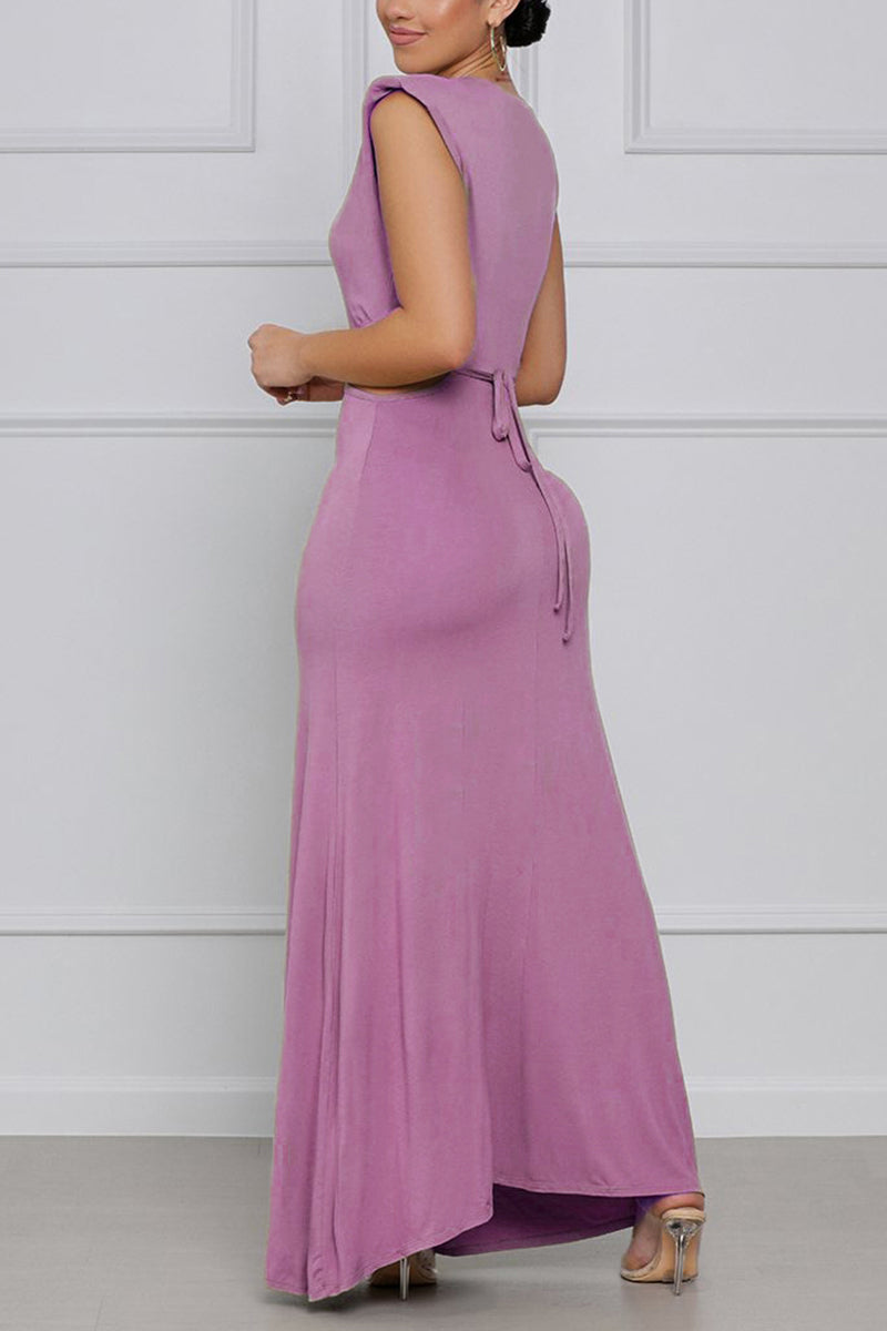 Cut Out Tie Back Sleeveless Maxi Dress