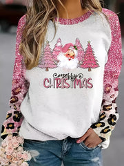 Christmas Tree & Santa Print Pullover Sweatshirt