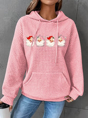 Santa Print  Casual Hoodie