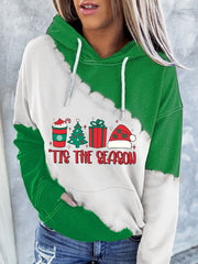 Christmas "Tis The Season" Printed Casual Hooded Sweatshirt