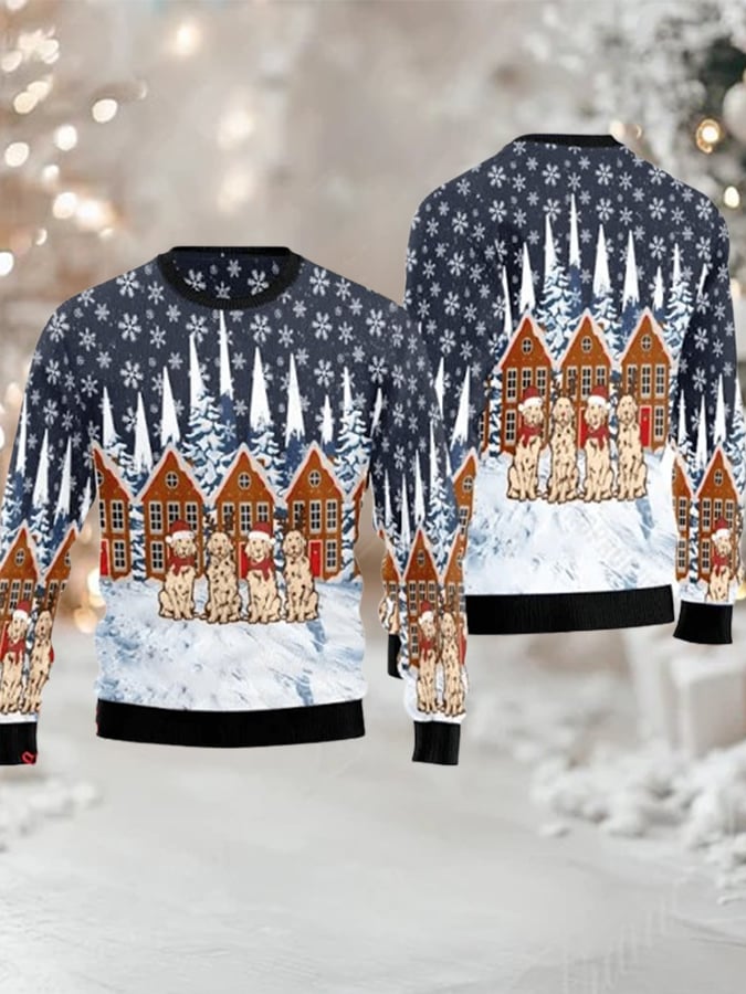 Christmas Pattern Color Block Sweater