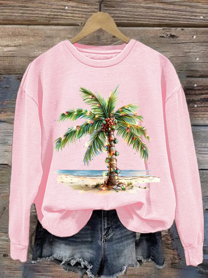 Christmas Palm Tree Christmas Tree Print Sweatshirt