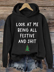 Christmas Red Casual Print Sweatshirt