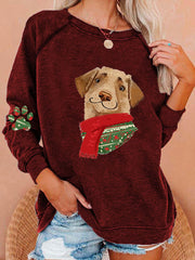 Christmas Dog Print Sweatshirt