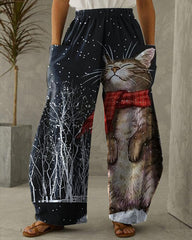 Cat Comfort Wide Leg Pants