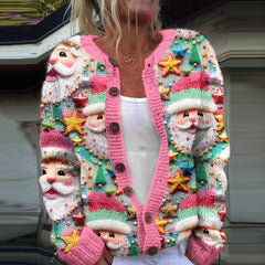 Cute Santa Claus Christmas Sweater Cardigan