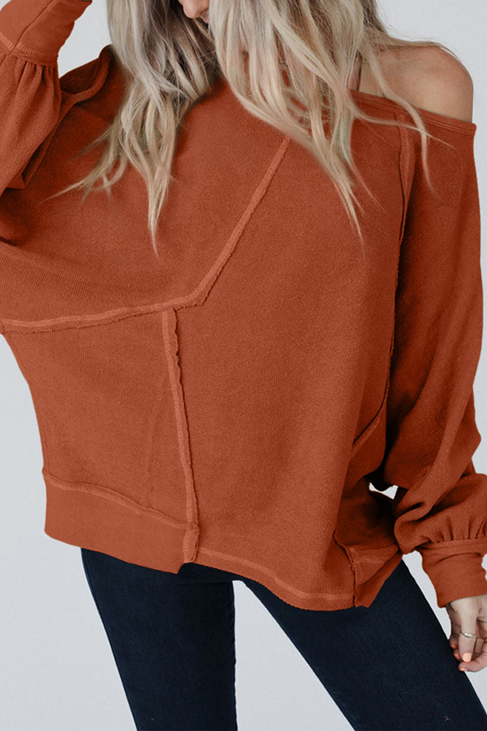 Exposed Seam Dolman Sleeve Top