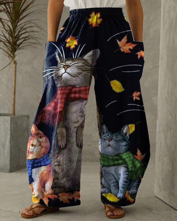 Cat Comfort Wide Leg Pants