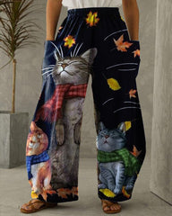 Cat Comfort Wide Leg Pants