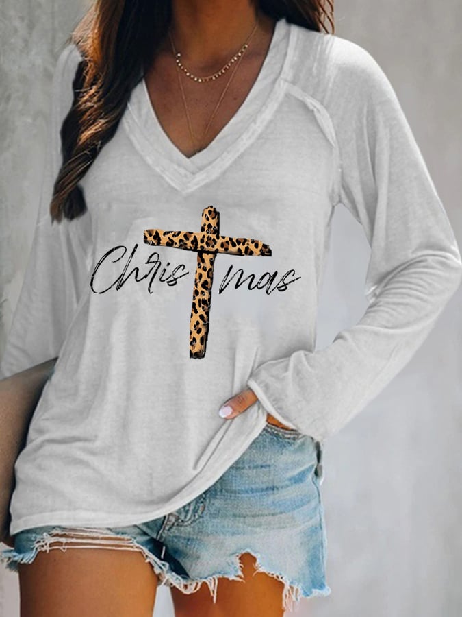 Christmas Jesus Print Casual T-Shirt