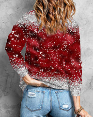 Christmas Wine Glass Print Casual sweatshirt