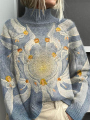 Lovely Christmas Angel Art Print Knit Turtleneck Pullover Sweater