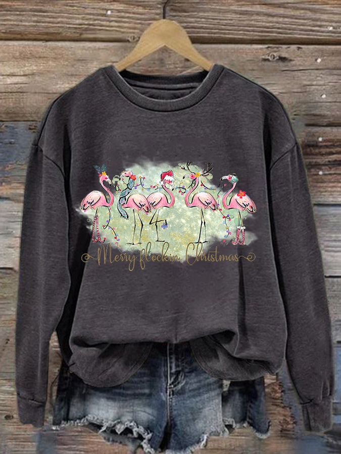 Christmas Palm Tree Print Crewneck Sweatshirt