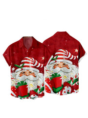 Christmas Elements Sunbathing Santa Claus Printing Short Sleeve Shirt