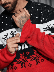 Christmas Pattern Color Block Sweater