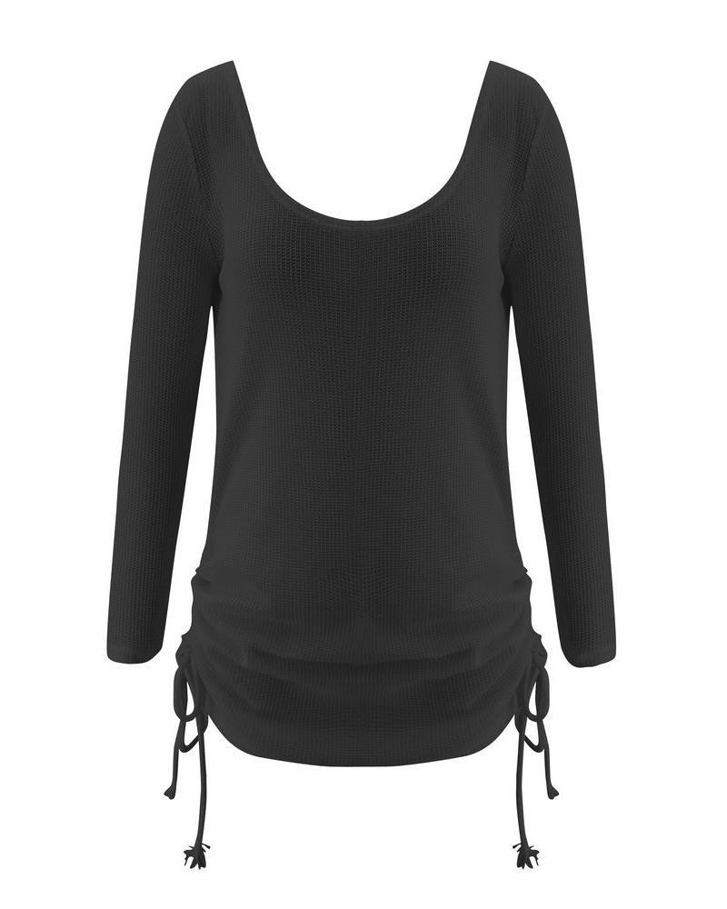 Drawstring Ruched Backless Dress