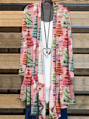 Christmas Tree Cute Cat 3D Print Cardigan