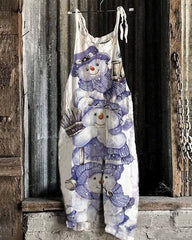 Christmas Snowman Print Jumpsuit