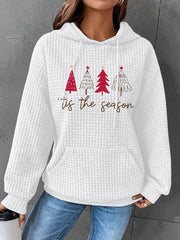 Christmas Tree 'Tis The Season' Print Waffle Hoodie