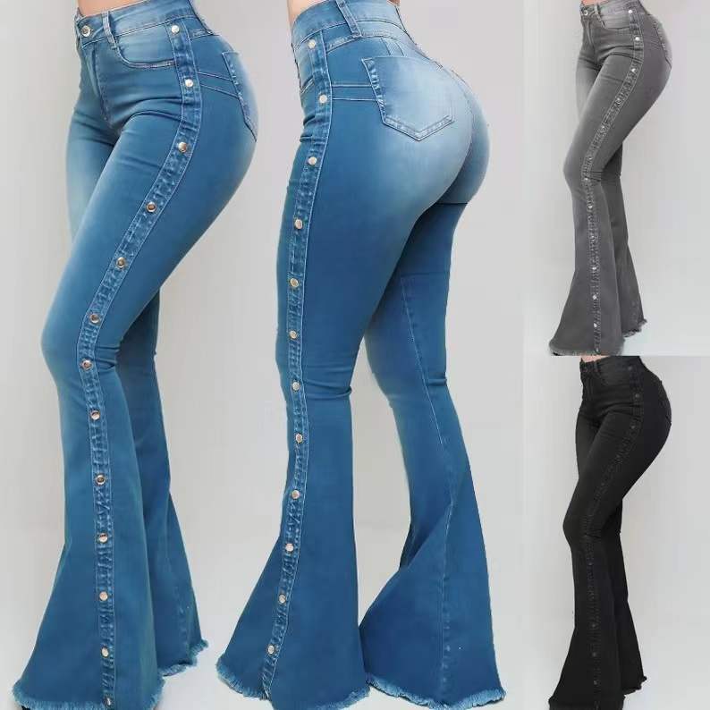 HIGH WAIST STRETCH FLOOR FLARED JEANS