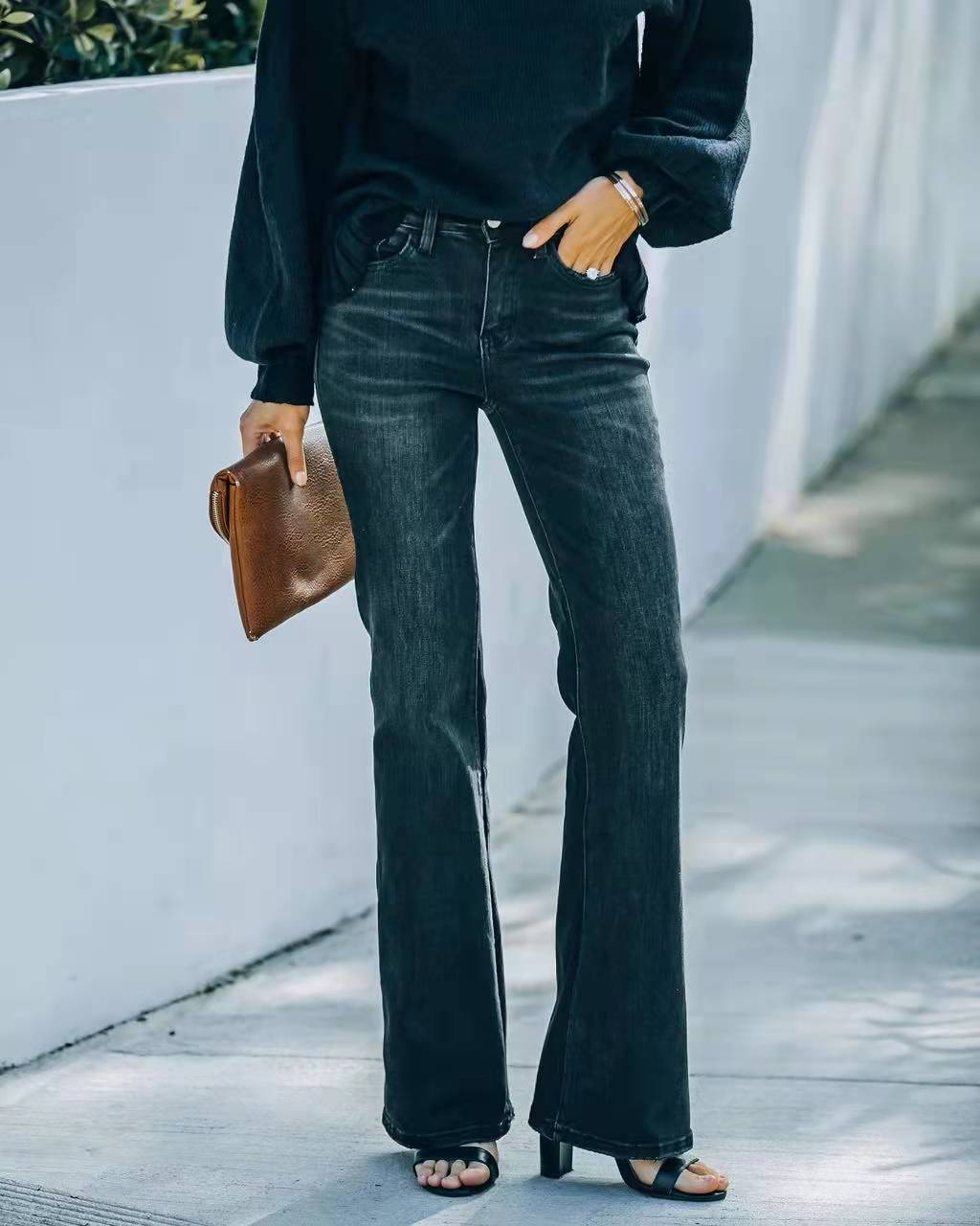 High Waist Stretch Flare Jeans