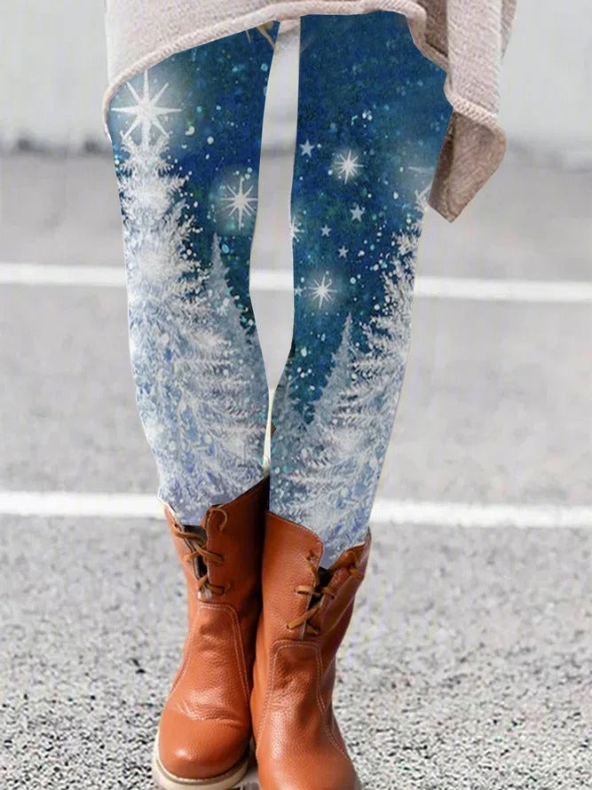 Tight Casual Snowflake Leggings