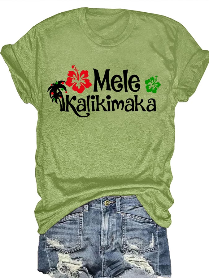 Hawaiian Christmas Mele Kalikimaka Hibiscus T-Shirt