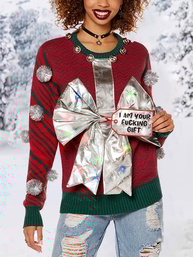 Light-Up I Am Your Gift Christmas Sweater