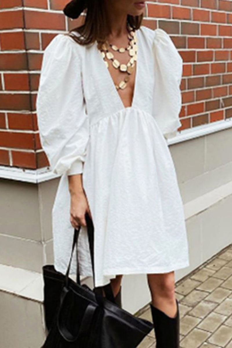 Fashion Sexy Solid Split Joint V Neck Princess Dresses