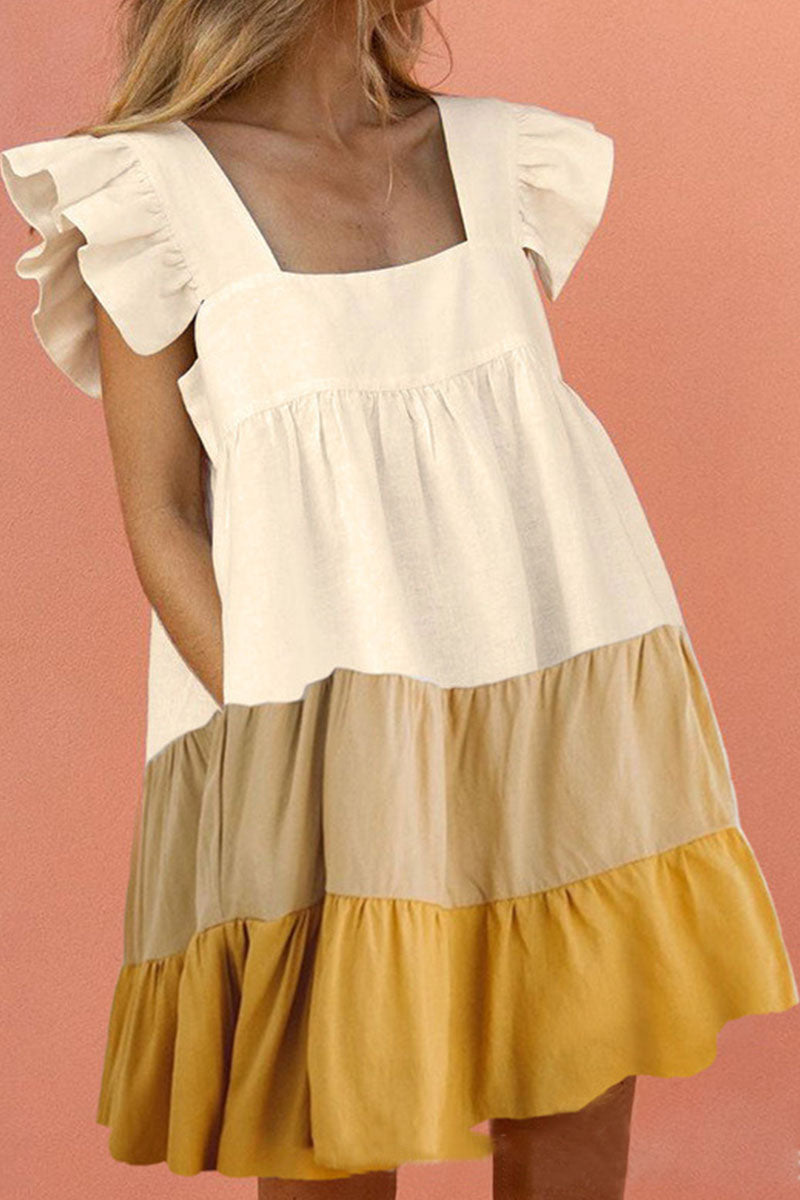 Fashion Casual Solid Split Joint Square Collar Princess Dresses